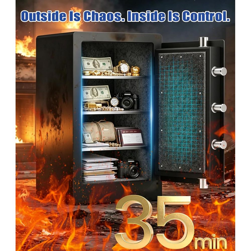 Large Biometric Safe with 35 M - Fire Safe Document recension och pris